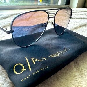 Quay x Desi Sunglasses Gold Lens/ black frame
